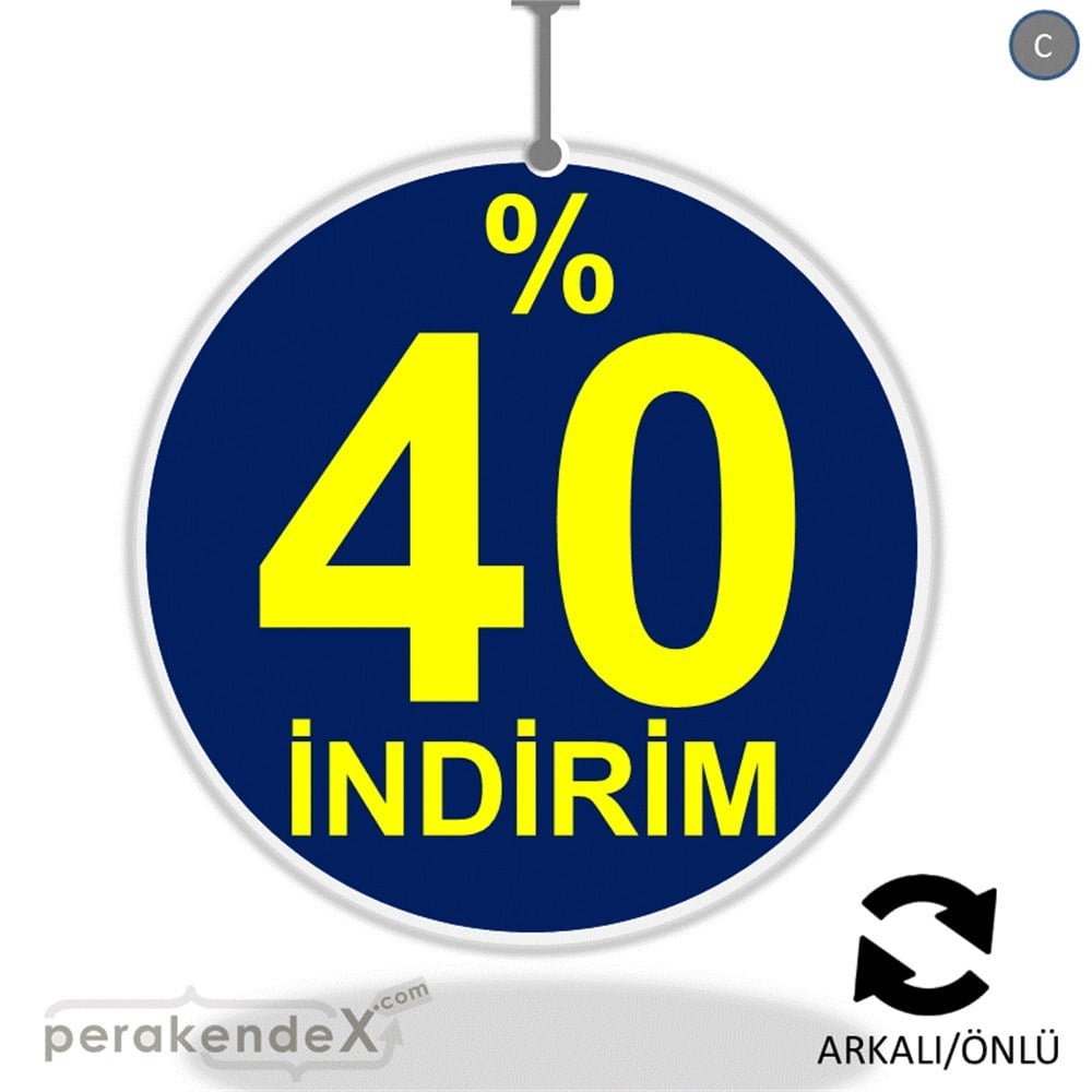 yüzde 40 indirim DÖNKARTI -oval,çift yön baskı