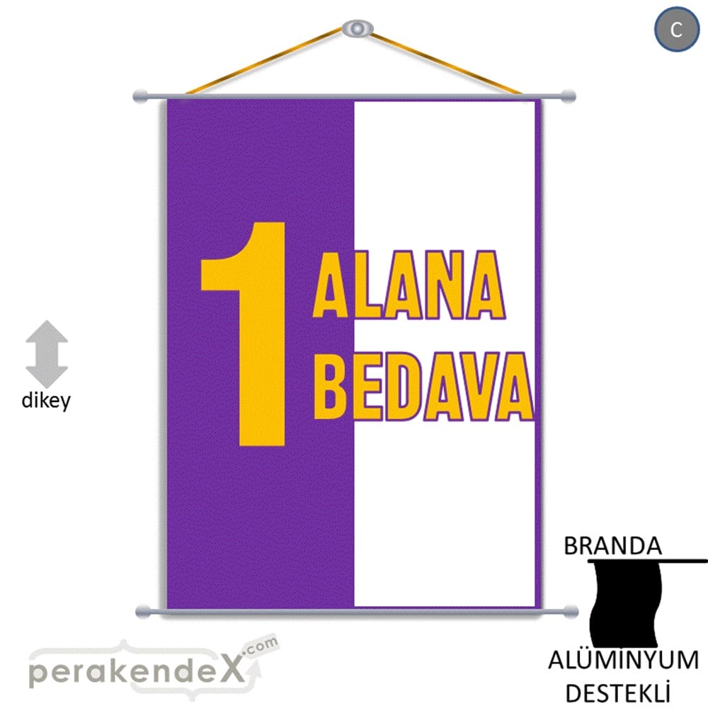 Bir Alana Bir Bedava BRANDA POSTER,  AFİŞ -dikdörtgen,tek yön baskı