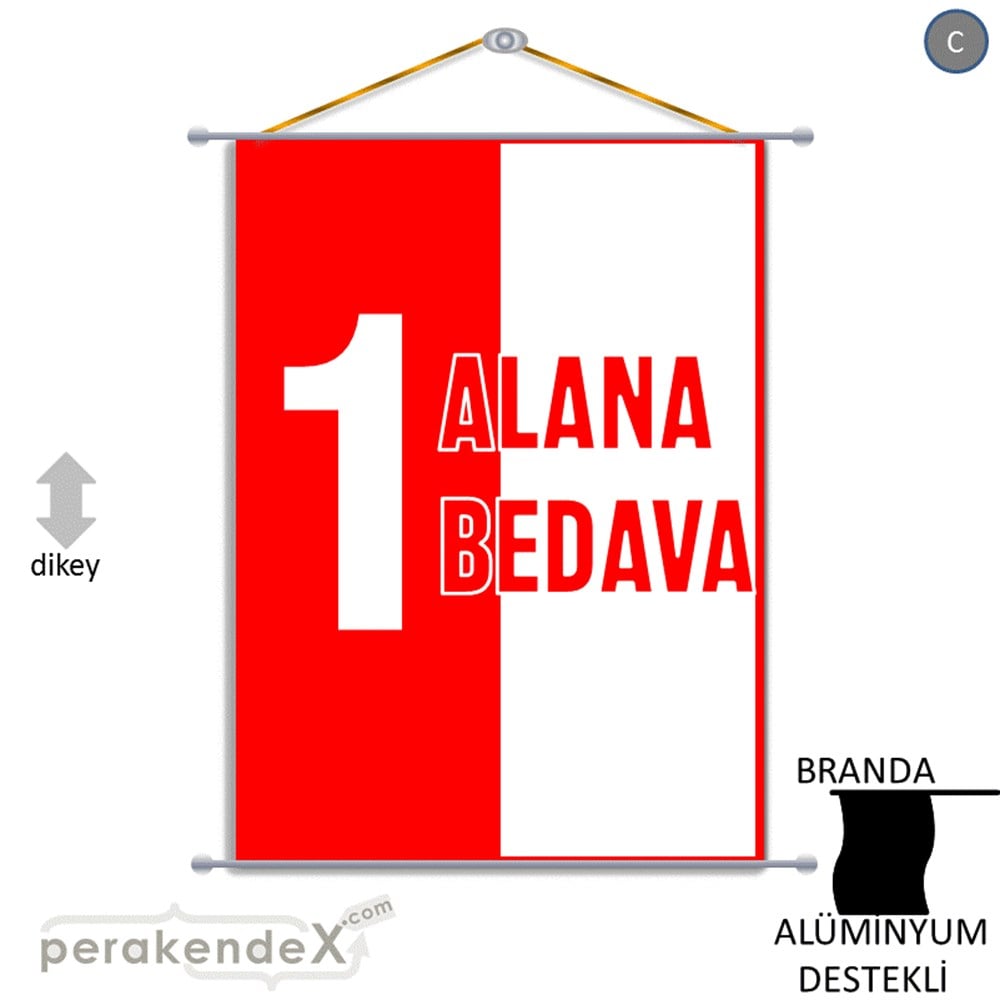 Bir Alana Bir Bedava BRANDA POSTER,  AFİŞ -dikdörtgen,tek yön baskı