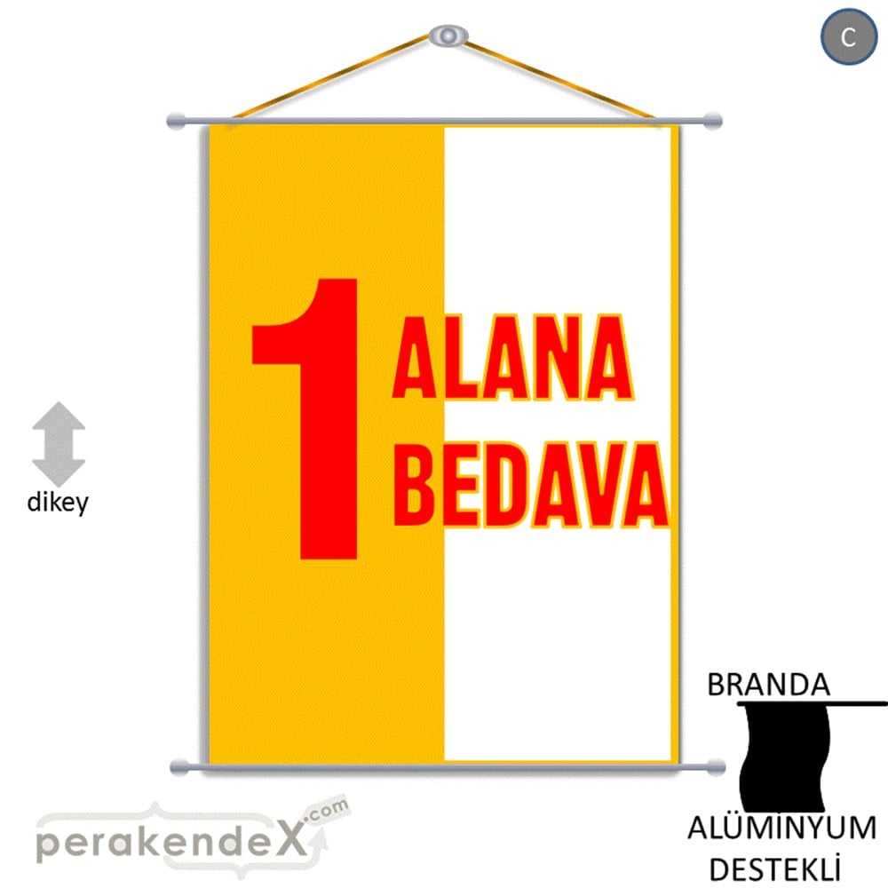 Bir Alana Bir Bedava BRANDA POSTER,  AFİŞ -dikdörtgen,tek yön baskı