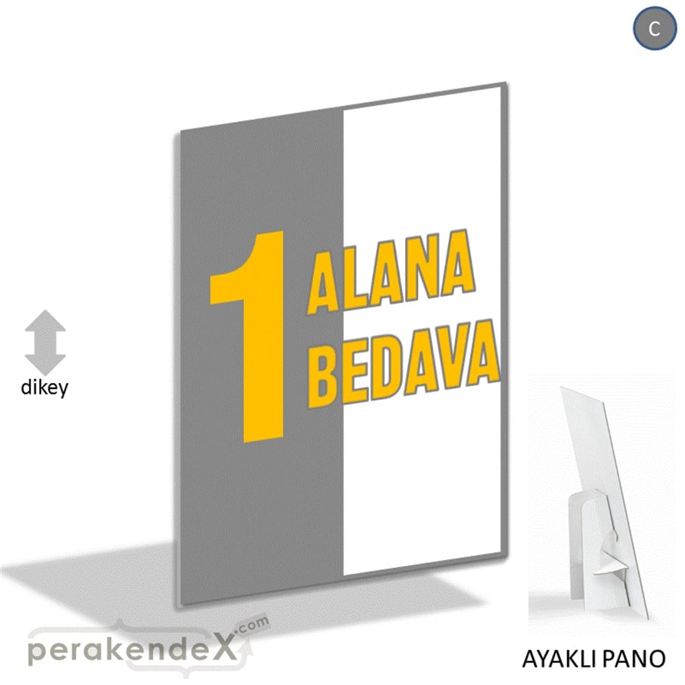 Bir Alana Bir Bedava KARTON AYAKLI POSTER,  PANO -dikdörtgen,tek yön baskı