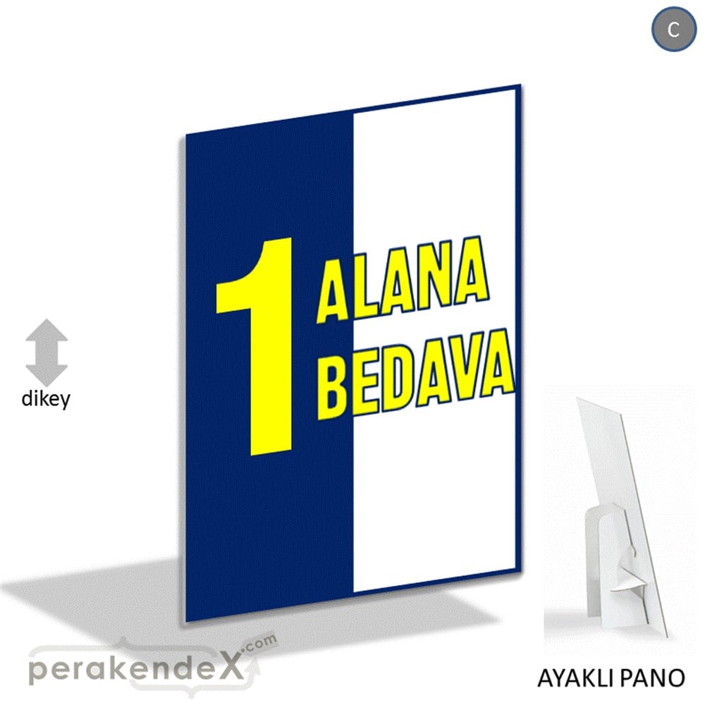 Bir Alana Bir Bedava KARTON AYAKLI POSTER,  PANO -dikdörtgen,tek yön baskı
