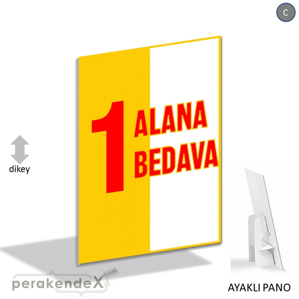 Bir Alana Bir Bedava KARTON AYAKLI POSTER,  PANO -dikdörtgen,tek yön baskı