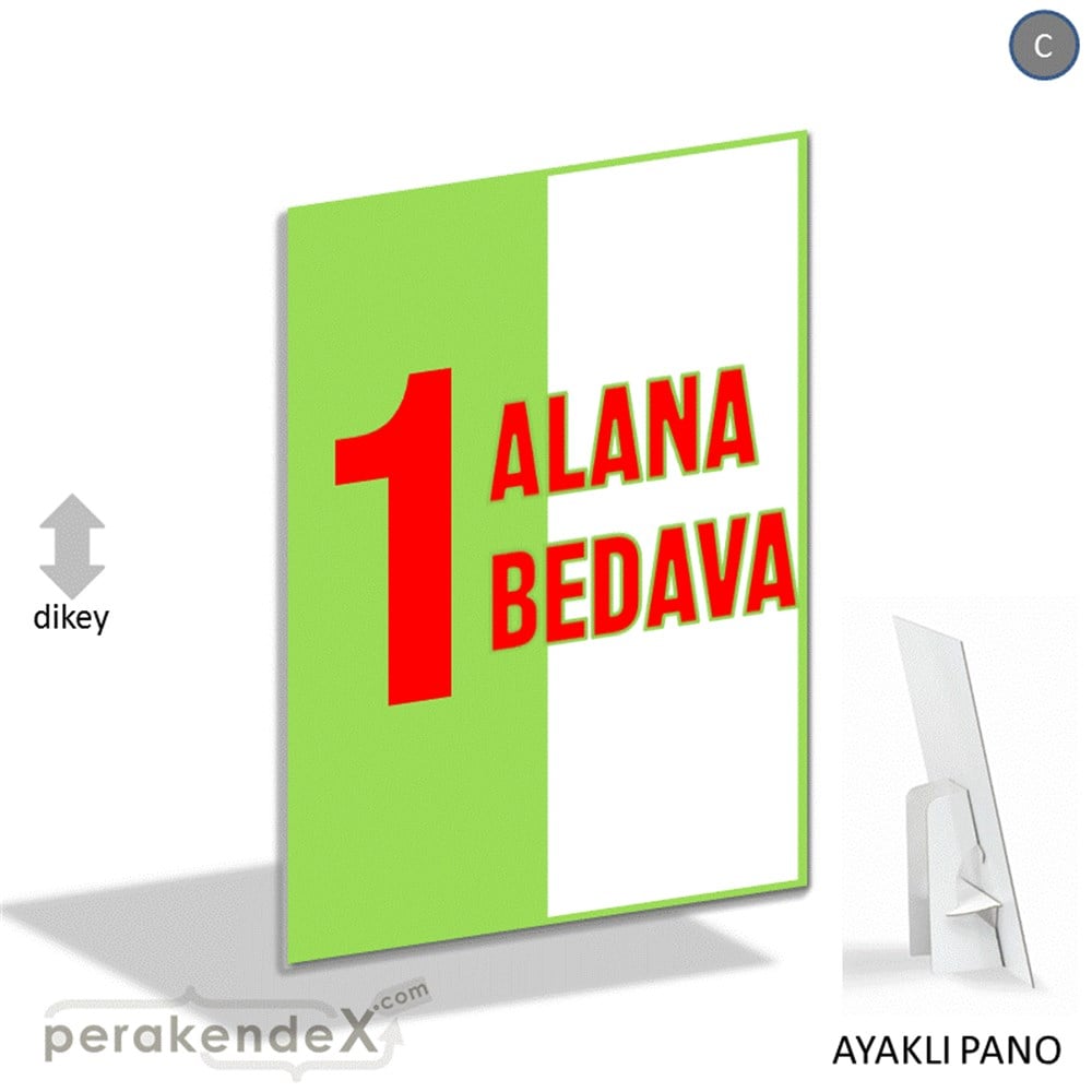 Bir Alana Bir Bedava KARTON AYAKLI POSTER,  PANO -dikdörtgen,tek yön baskı