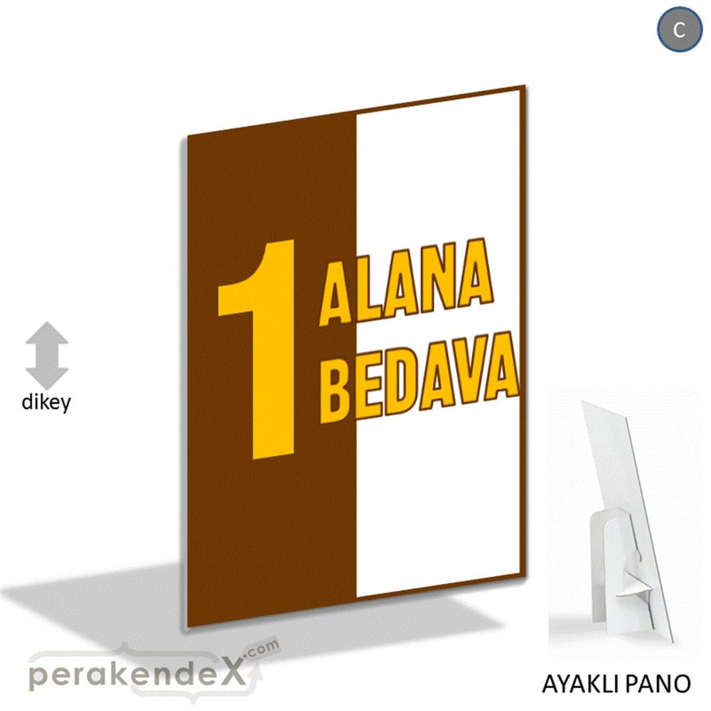 Bir Alana Bir Bedava KARTON AYAKLI POSTER,  PANO -dikdörtgen,tek yön baskı