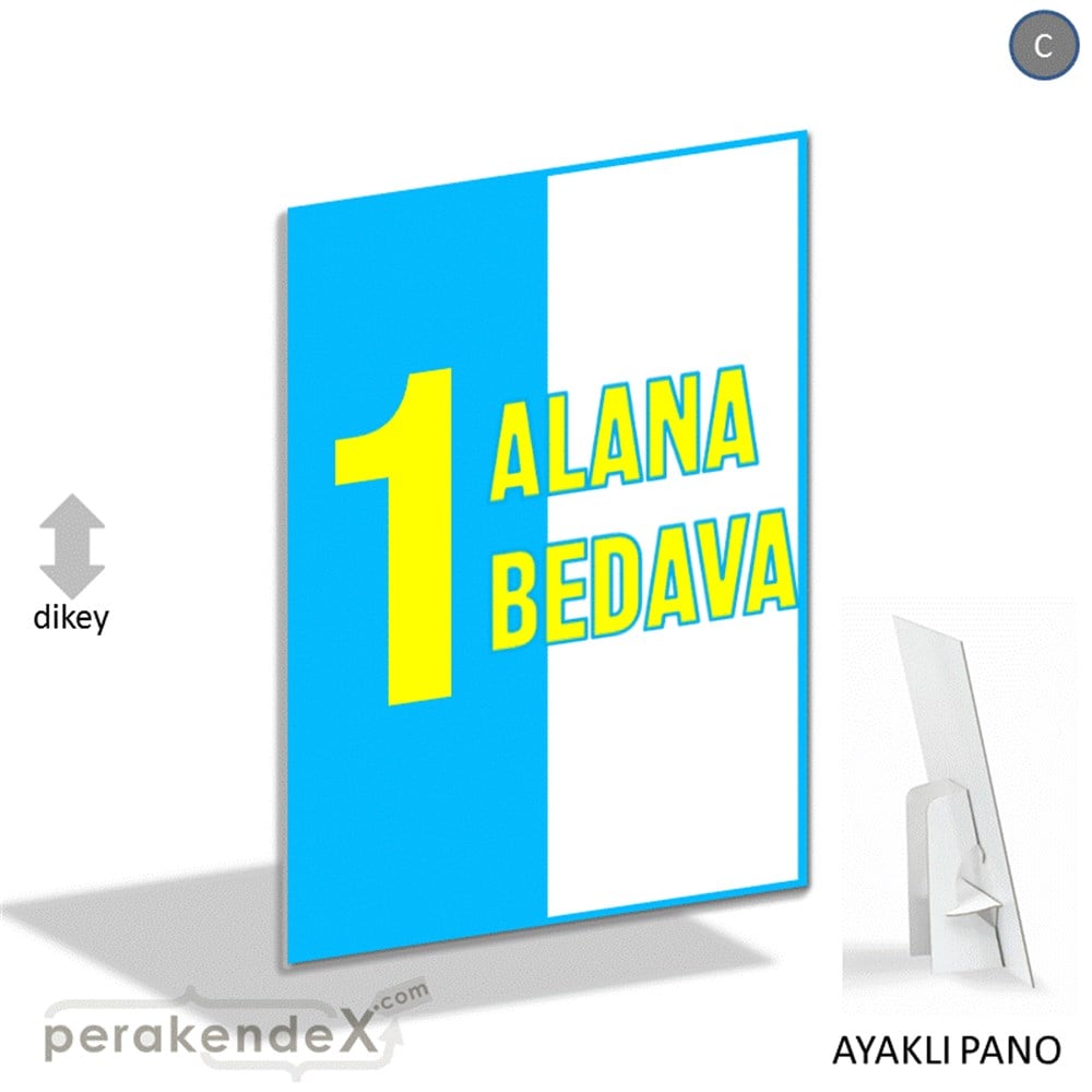 Bir Alana Bir Bedava KARTON AYAKLI POSTER,  PANO -dikdörtgen,tek yön baskı