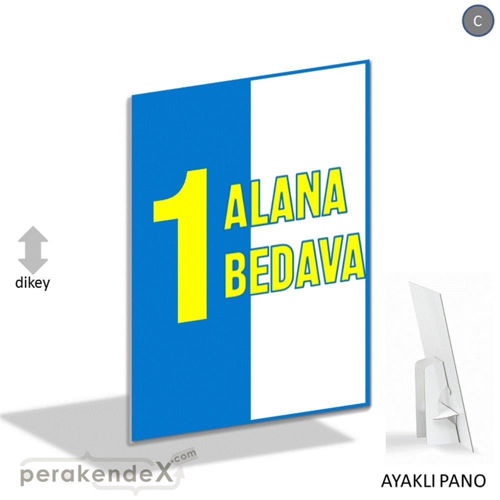 Bir Alana Bir Bedava KARTON AYAKLI POSTER,  PANO -dikdörtgen,tek yön baskı