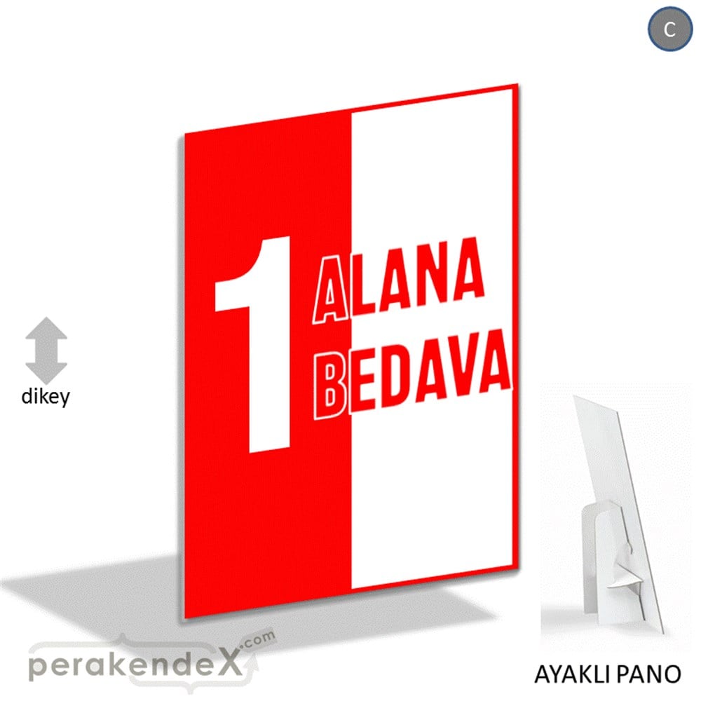 Bir Alana Bir Bedava KARTON AYAKLI POSTER,  PANO -dikdörtgen,tek yön baskı