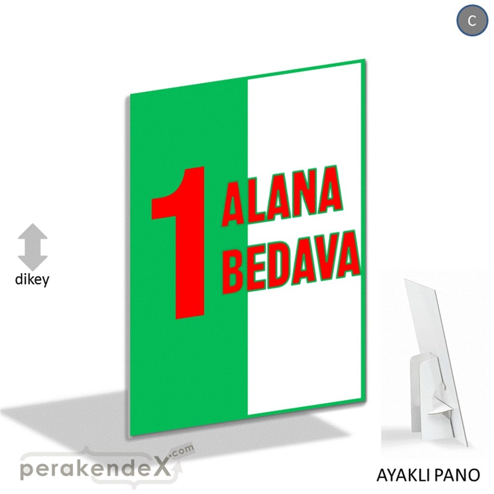 Bir Alana Bir Bedava KARTON AYAKLI POSTER,  PANO -dikdörtgen,tek yön baskı