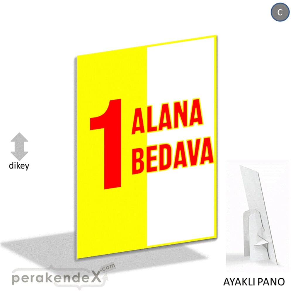 Bir Alana Bir Bedava KARTON AYAKLI POSTER,  PANO -dikdörtgen,tek yön baskı