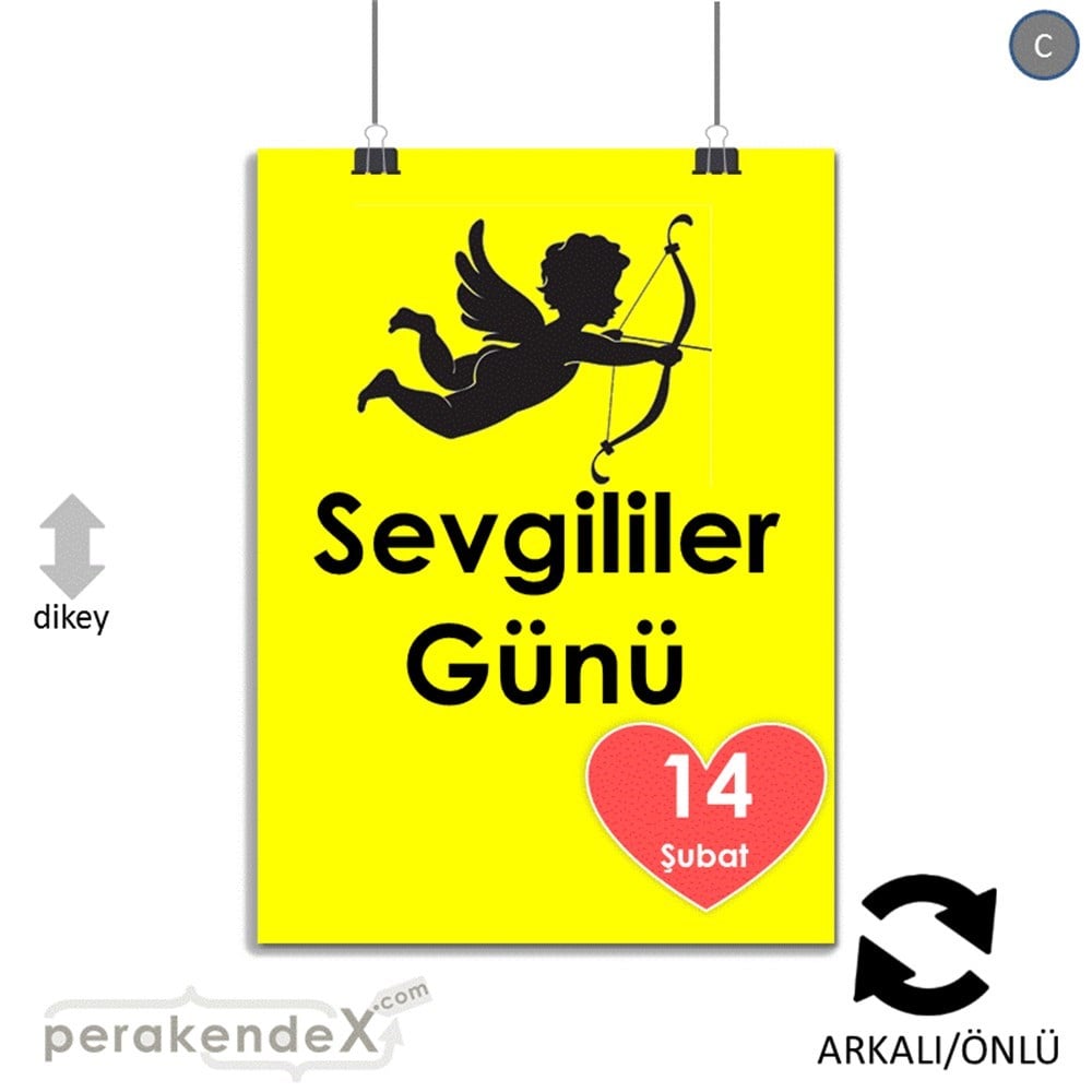14 şubat sevgililer günü eros KAĞIT POSTER,  AFİŞ -dikdörtgen,çift yön baskı