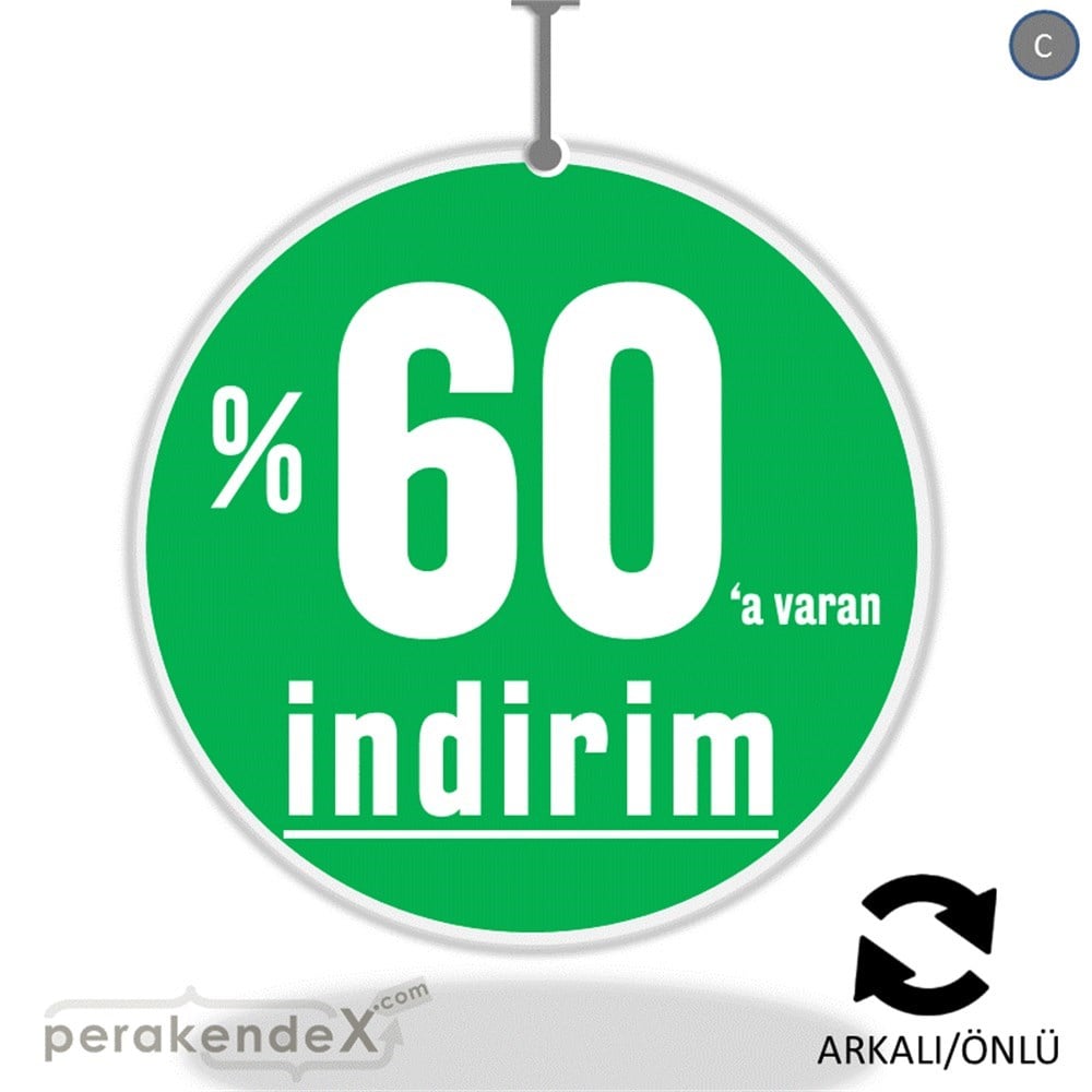 yüzde 60 a varan indirim DÖNKARTI -oval,çift yön baskı