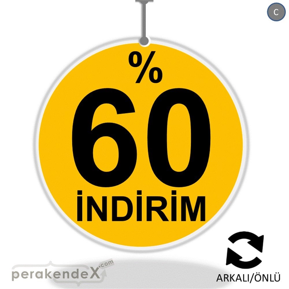 yüzde 60 indirim DÖNKARTI -oval,çift yön baskı