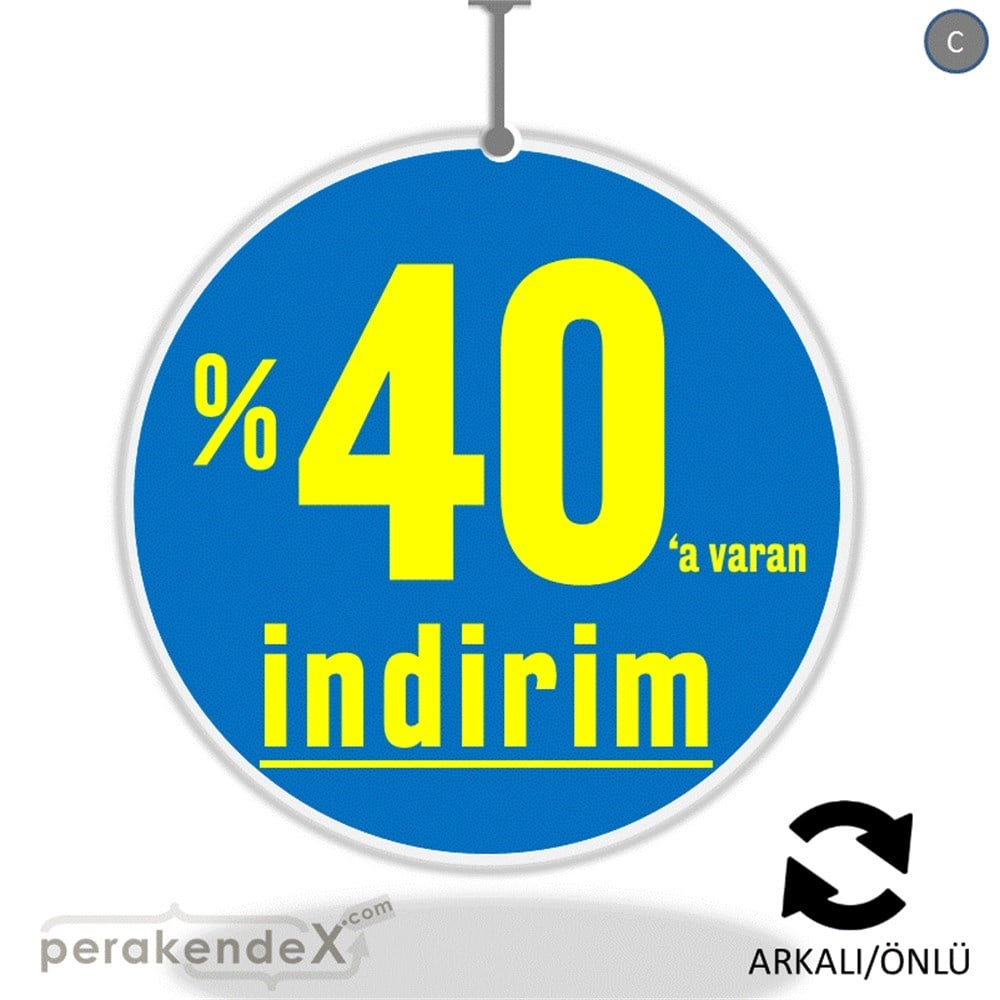 yüzde 40 a varan indirim DÖNKARTI -oval,çift yön baskı