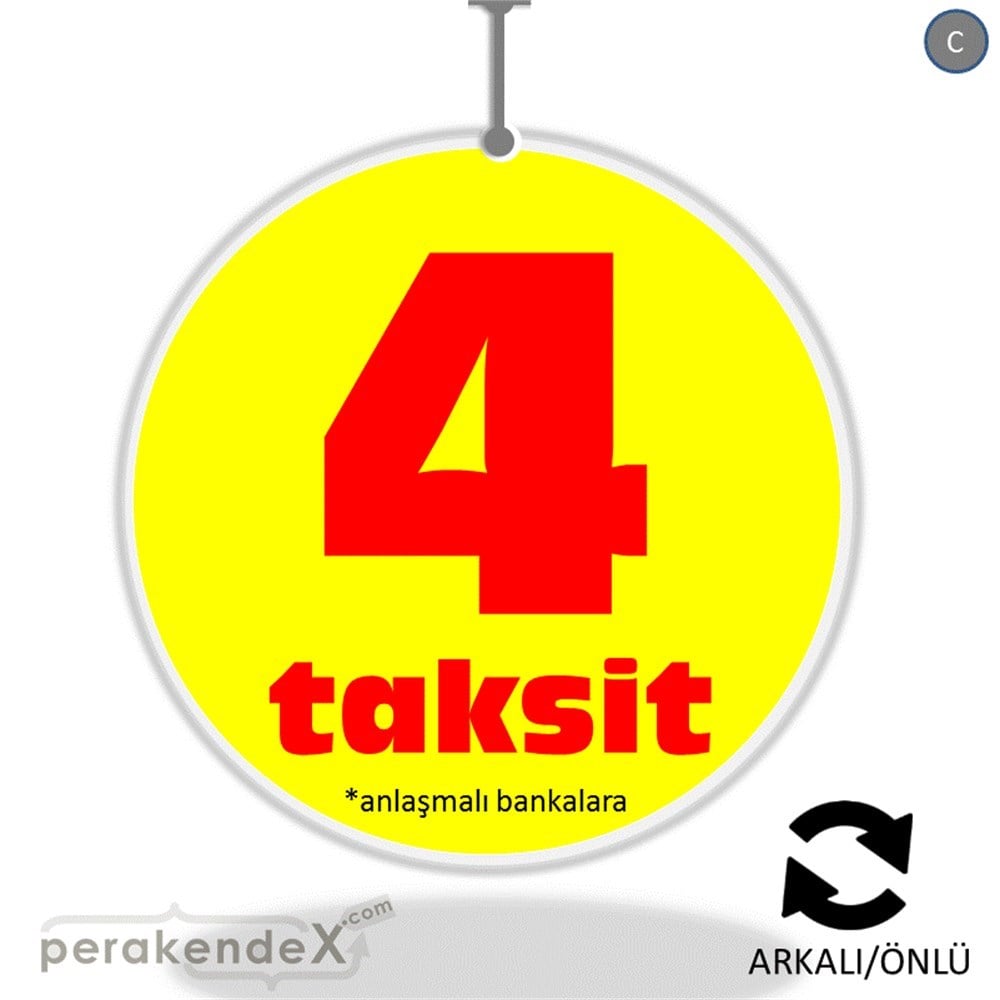 anlaşmalı bankalara 4 taksit DÖNKARTI -oval,çift yön baskı