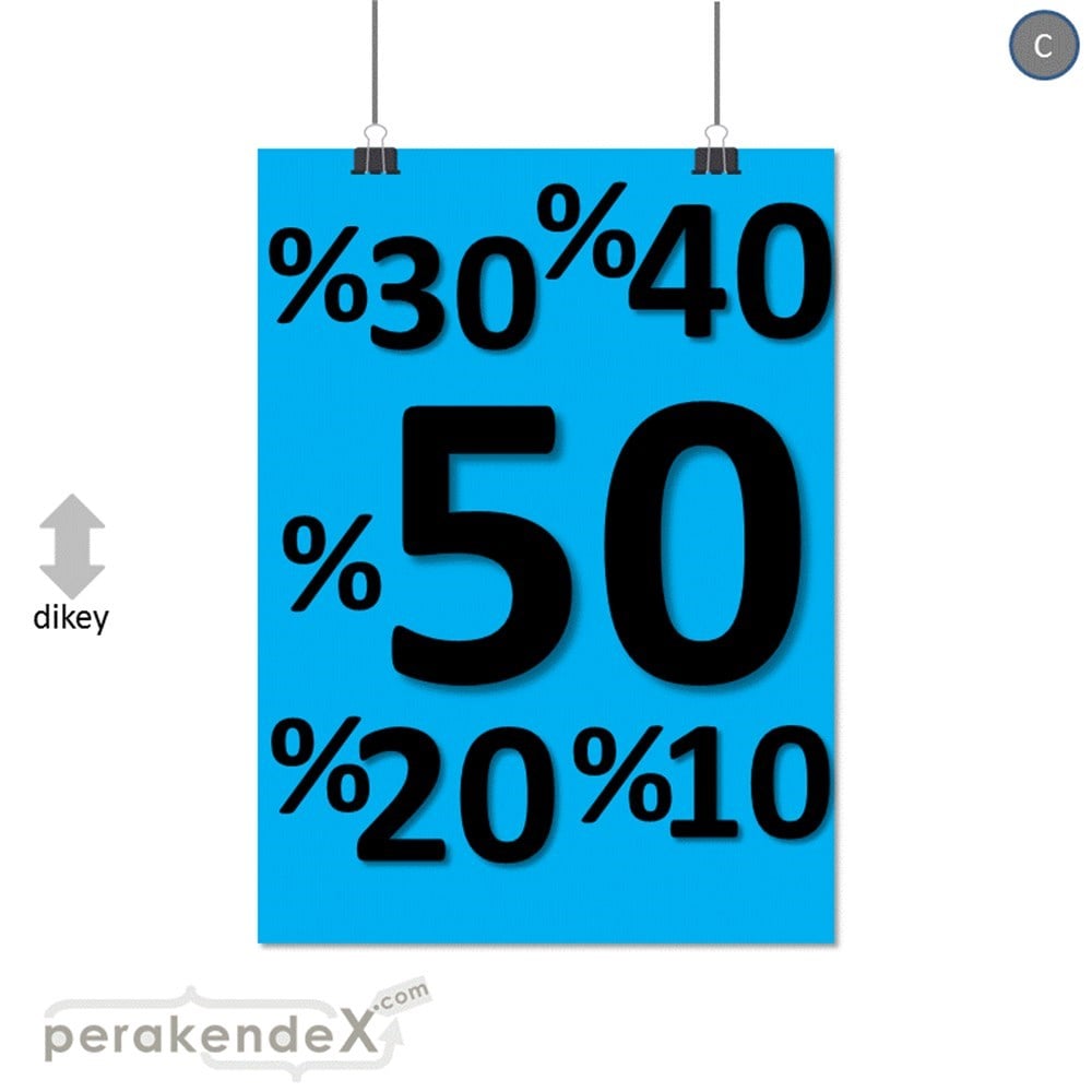 yüzde(50-40-30-20-10) indirim SERT PLASTİK POSTER -dikdörtgen,tek yön baskı