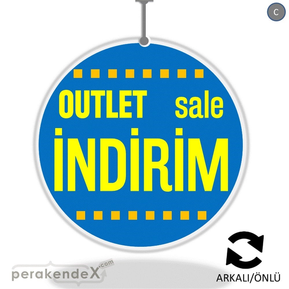 outlet sale indirim DÖNKARTI -oval,çift yön baskı