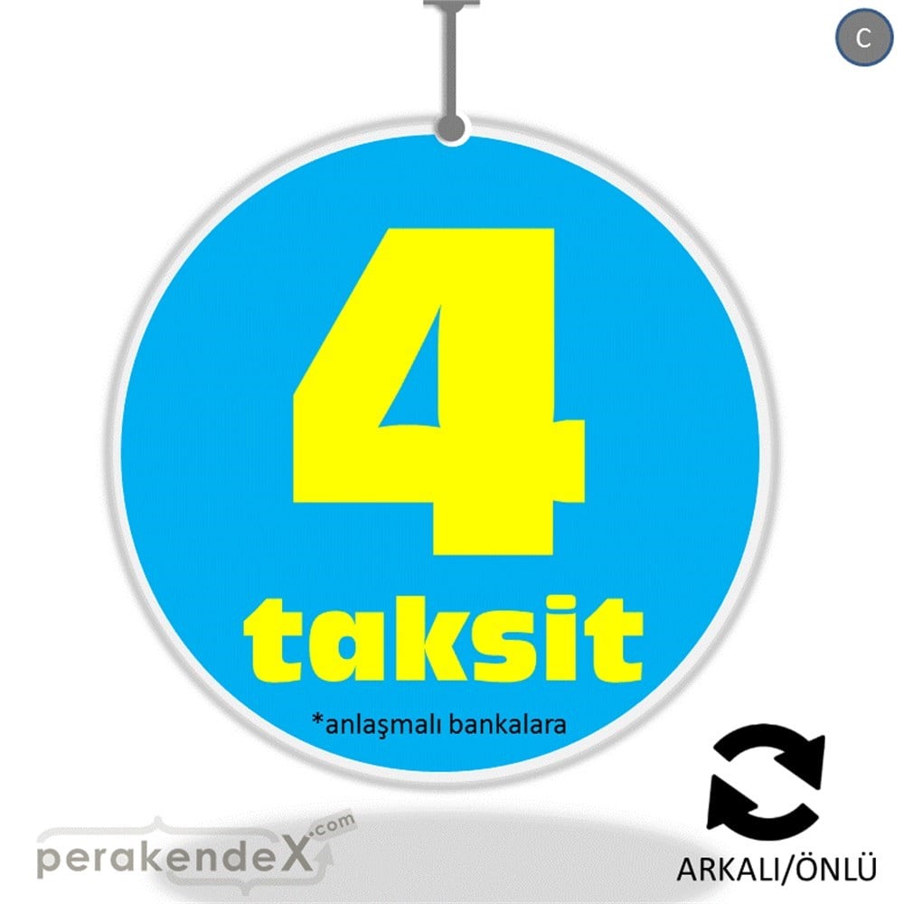 anlaşmalı bankalara 4 taksit DÖNKARTI -oval,çift yön baskı