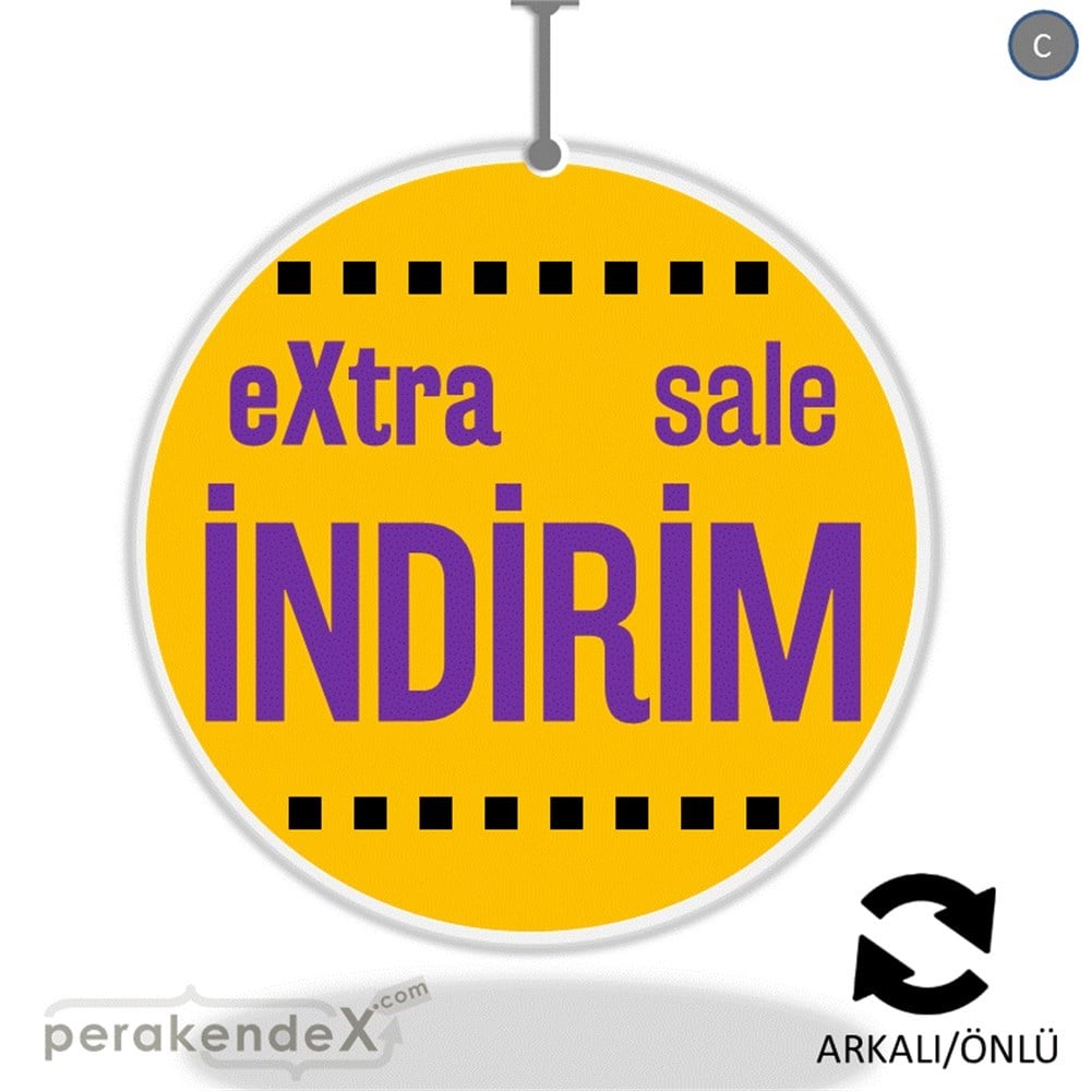 extra sale indirim DÖNKARTI -oval,çift yön baskı