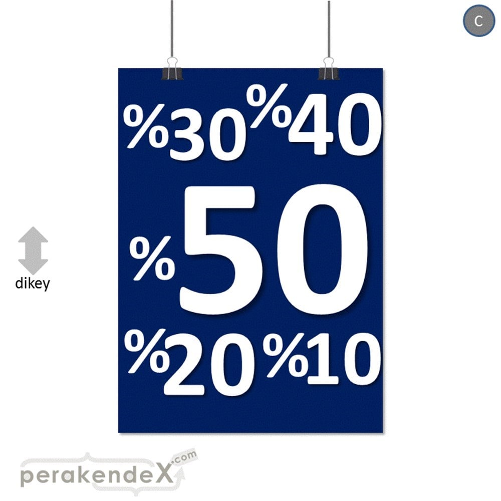 yüzde(50-40-30-20-10) indirim SERT PLASTİK POSTER -dikdörtgen,tek yön baskı