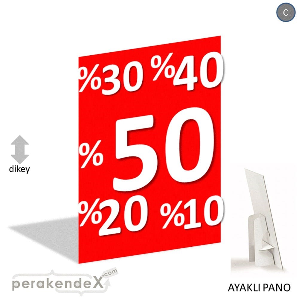 yüzde(50-40-30-20-10) indirim AYAKLI REKLAM PANOSU -dikdörtgen,tek yön baskı