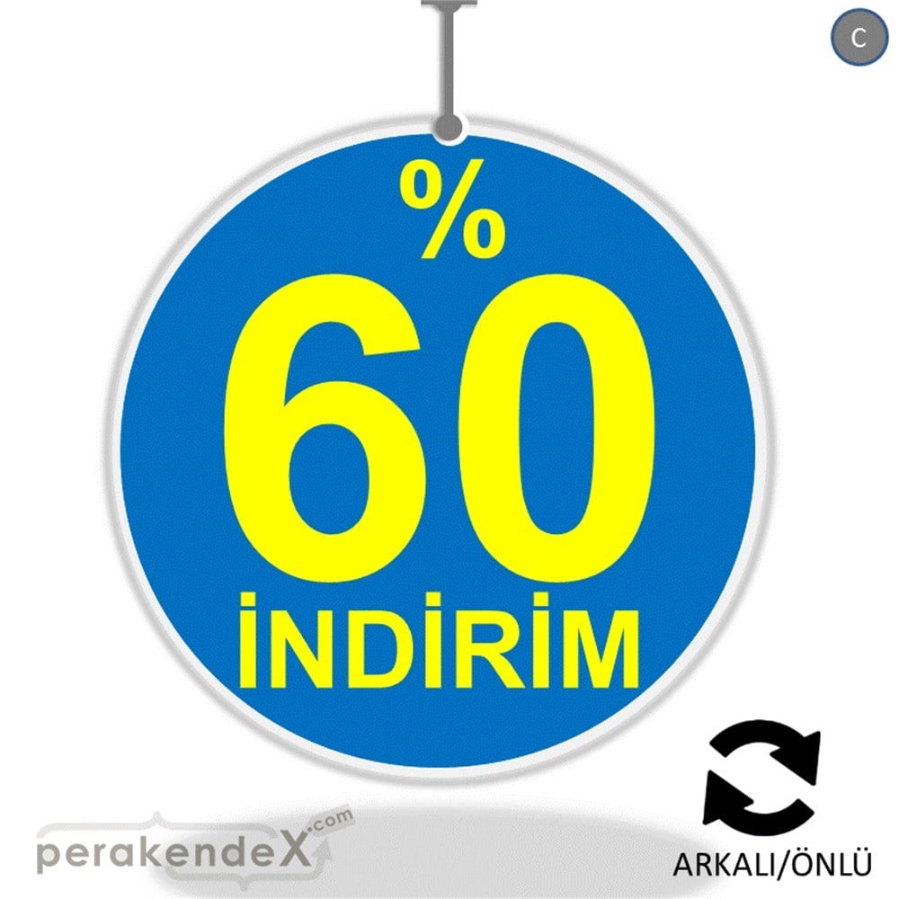 yüzde 60 indirim DÖNKARTI -oval,çift yön baskı