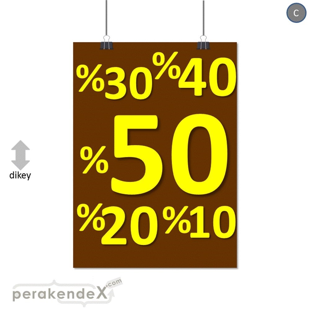 yüzde(50-40-30-20-10) indirim SERT PLASTİK POSTER -dikdörtgen,tek yön baskı