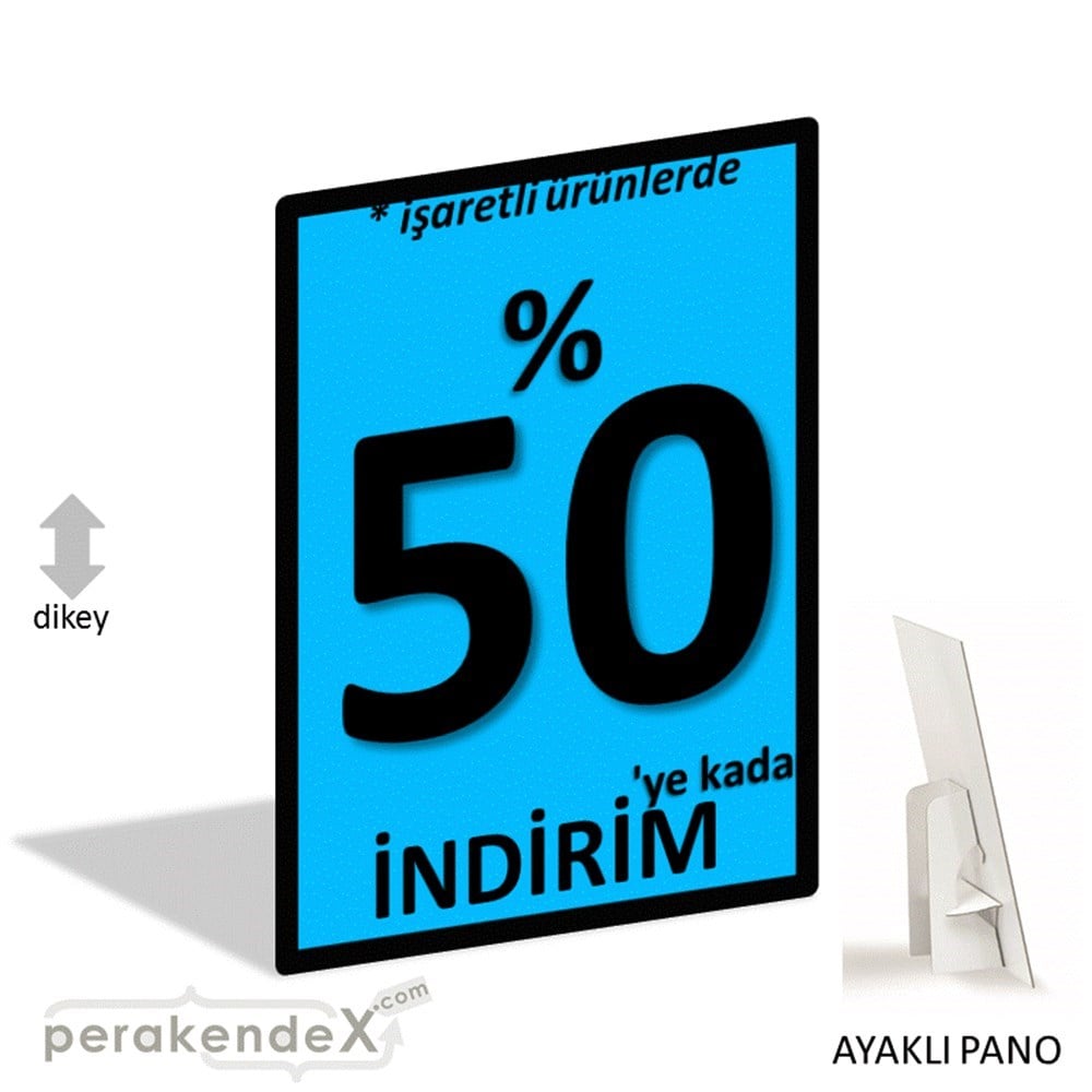 yüzde 50 ye varan indirim AYAKLI REKLAM PANOSU -dikdörtgen,tek yön baskı