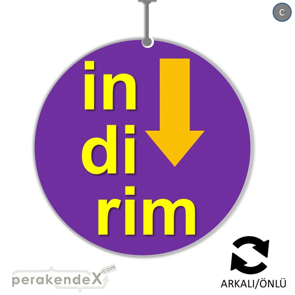 oklu>heceli indirim DÖNKARTI -oval,çift yön baskı