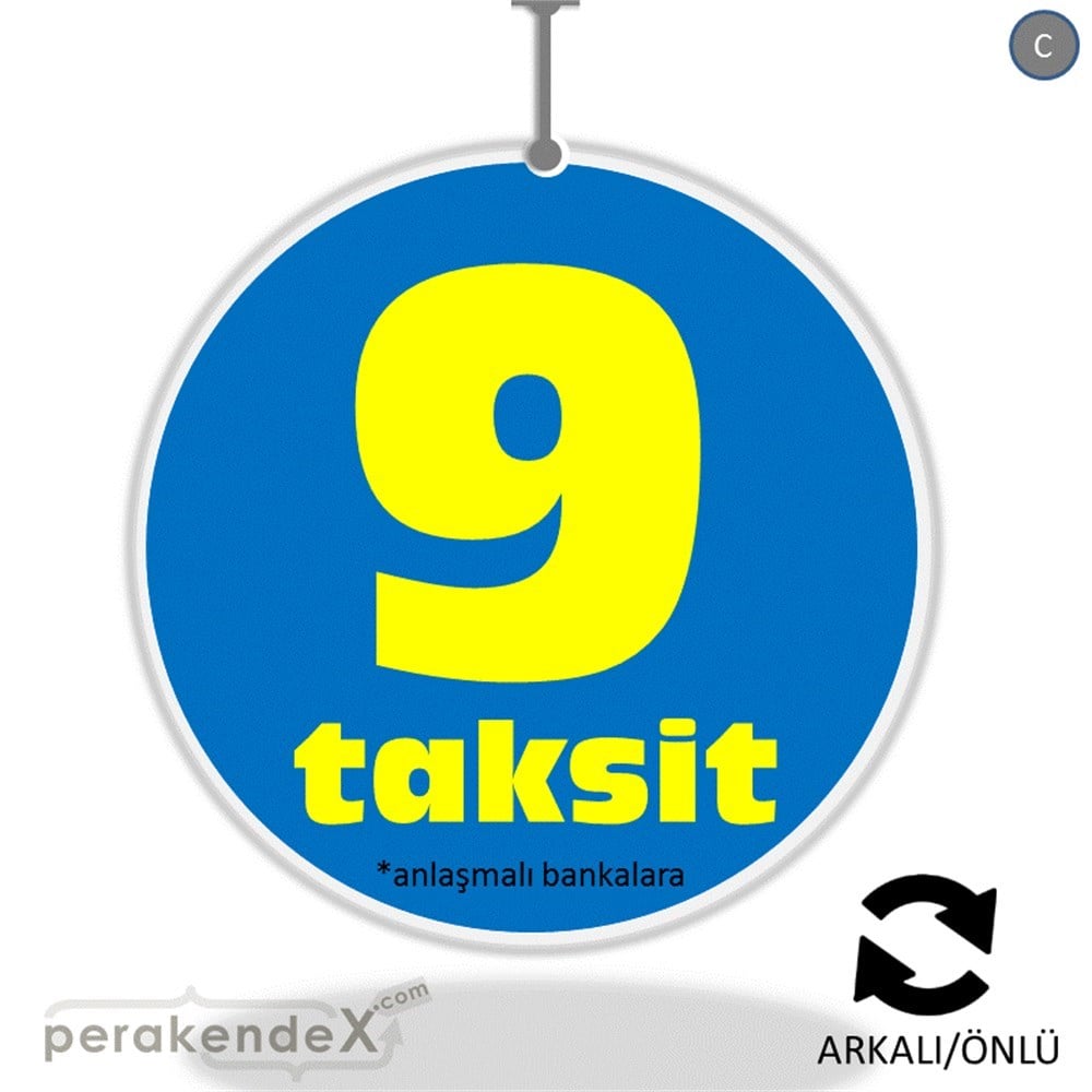 anlaşmalı bankalara 9 taksit DÖNKARTI -oval,çift yön baskı