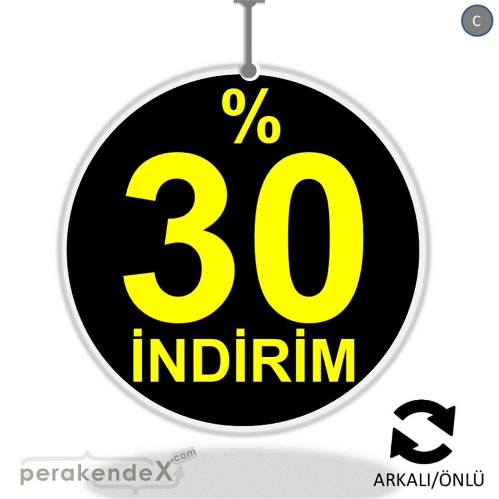 yüzde 30 indirim DÖNKARTI -oval,çift yön baskı