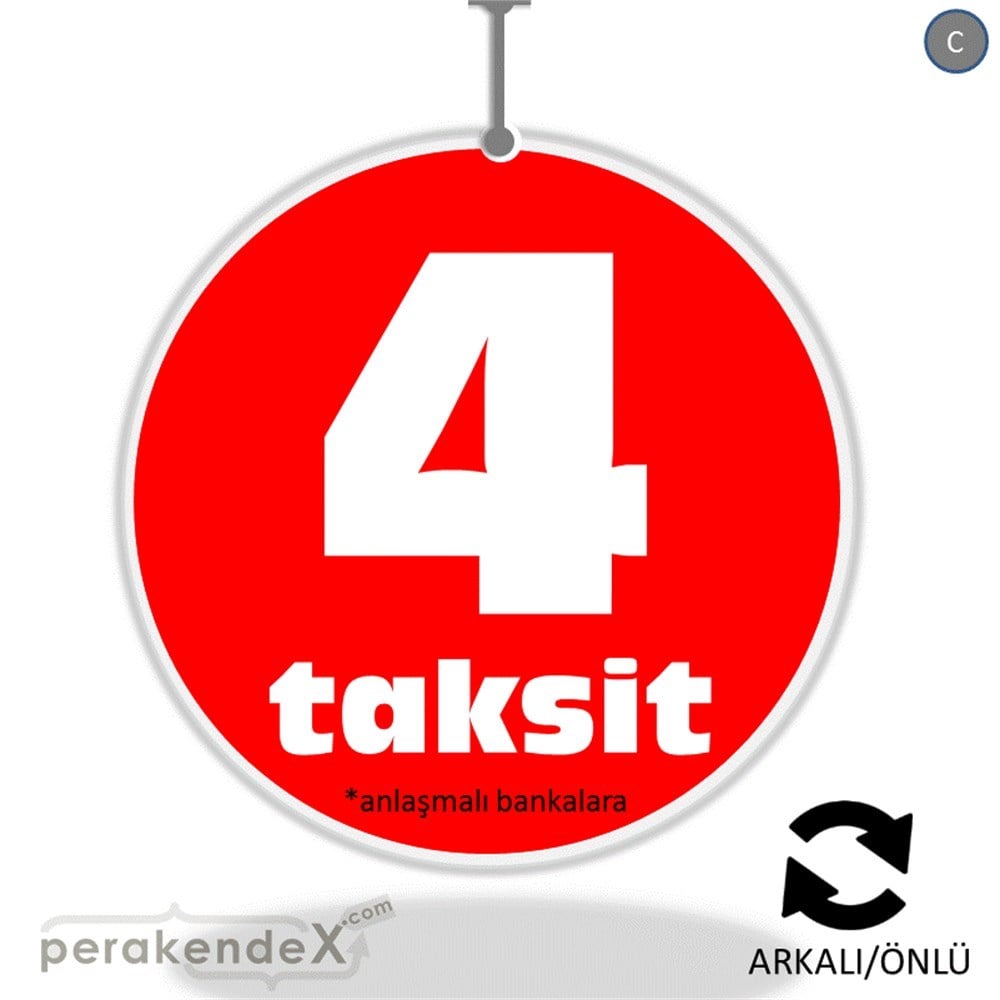 anlaşmalı bankalara 4 taksit DÖNKARTI -oval,çift yön baskı