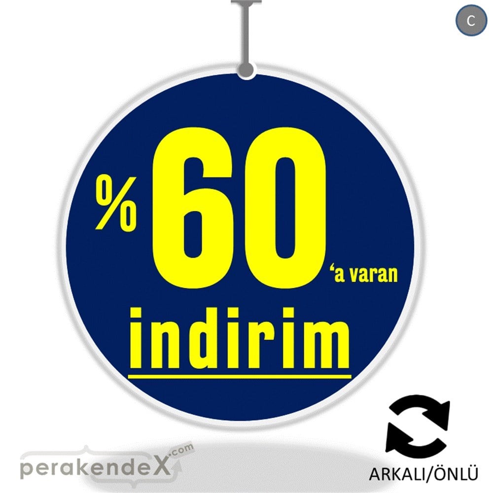 yüzde 60 a varan indirim DÖNKARTI -oval,çift yön baskı