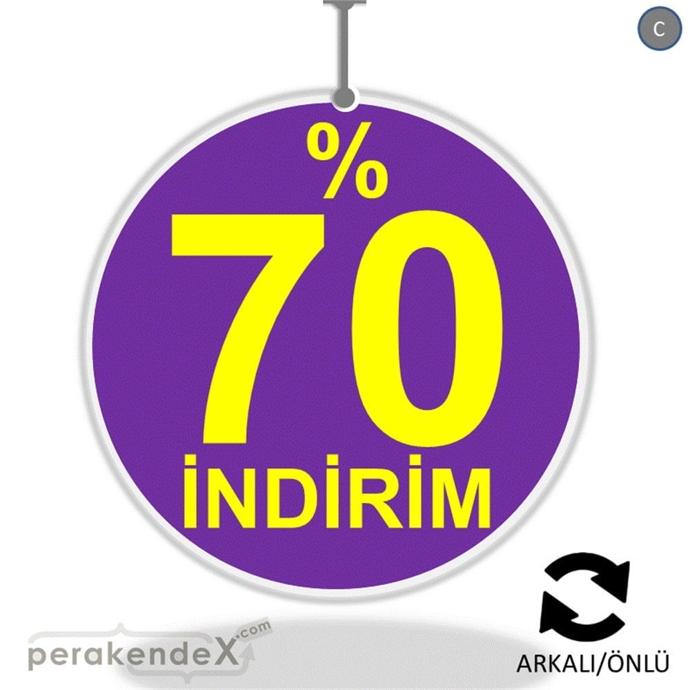 yüzde 70 indirim DÖNKARTI -oval,çift yön baskı