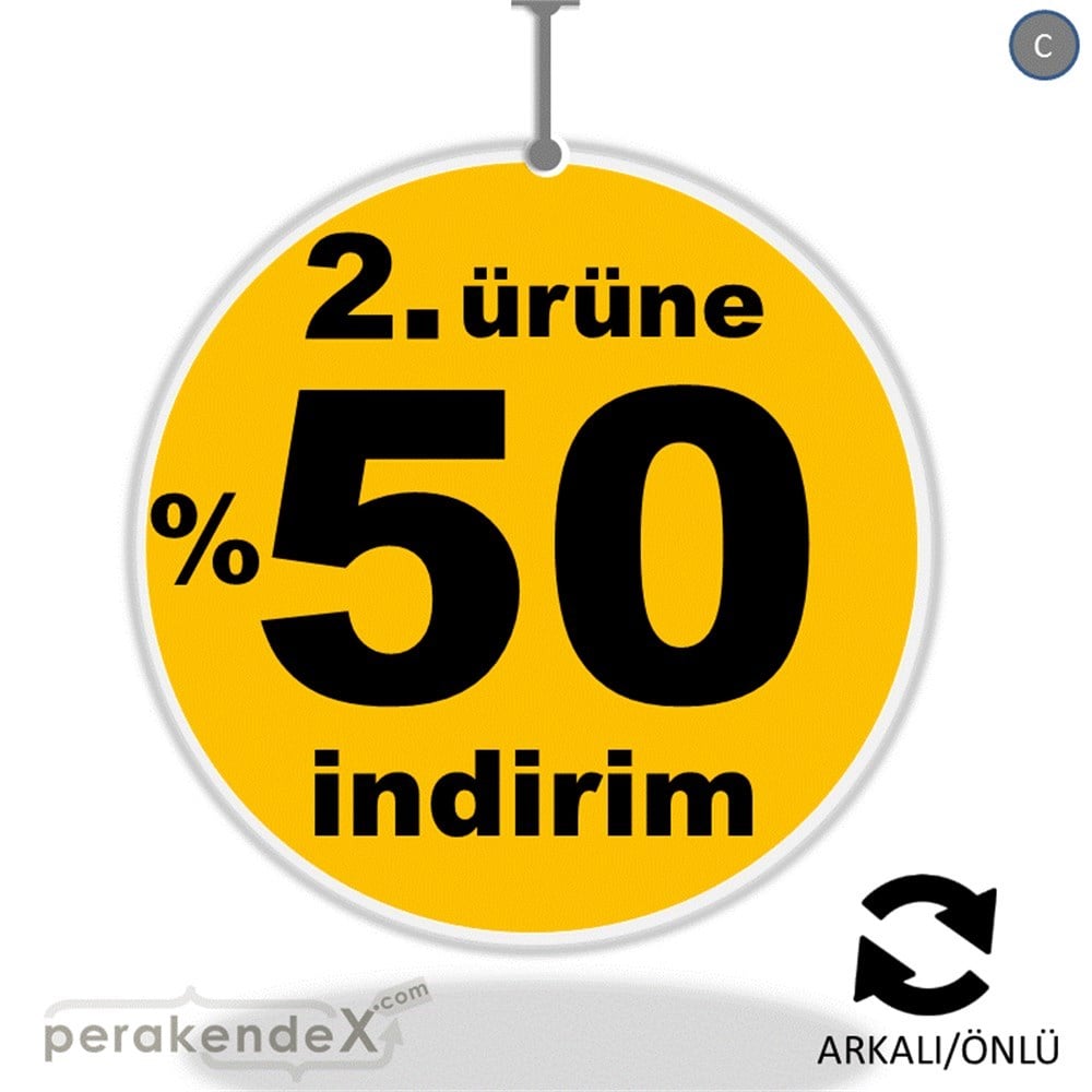 2. ürüne yüzde 50 indirim DÖNKARTI -oval,çift yön baskı