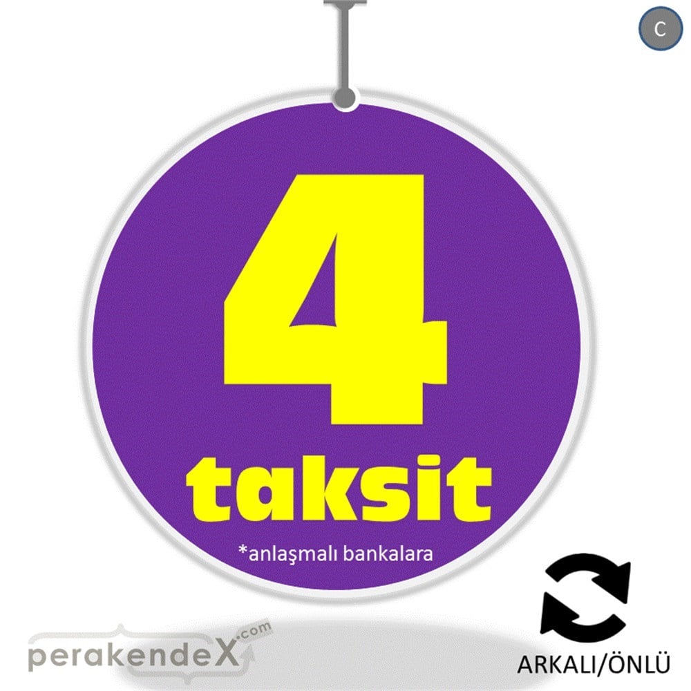 anlaşmalı bankalara 4 taksit DÖNKARTI -oval,çift yön baskı