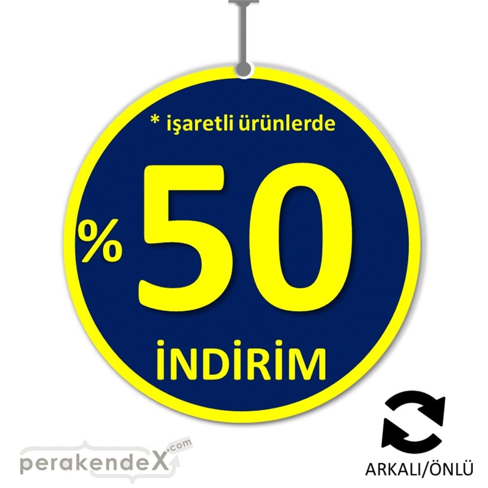 yüzde 50 ye varan indirim DÖNKARTI -oval,çift yön baskı