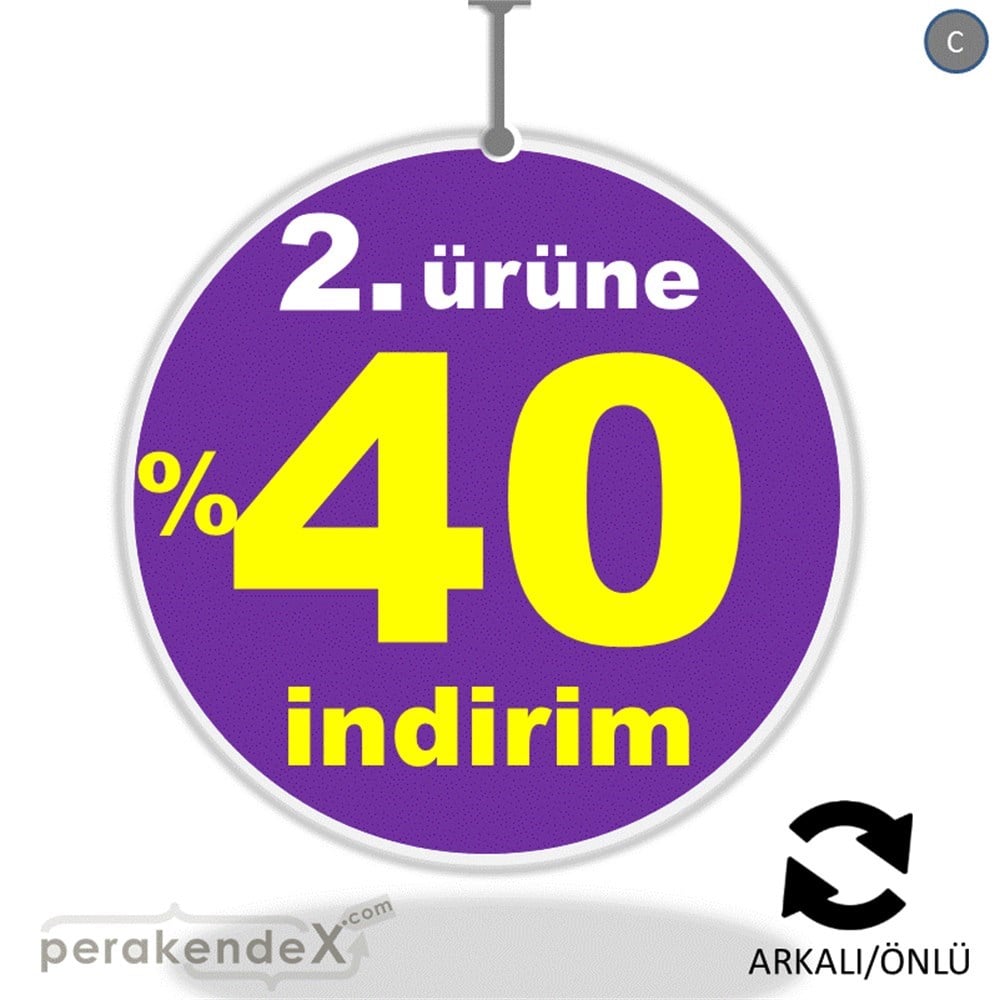 2. ürüne yüzde 40 indirim DÖNKARTI -oval,çift yön baskı