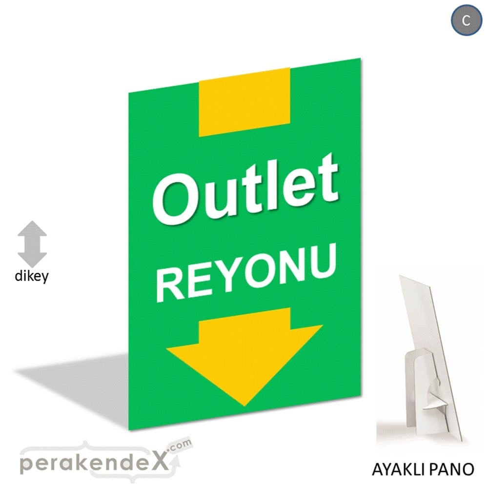 outlet reyonu AYAKLI REKLAM PANOSU -dikdörtgen,tek yön baskı