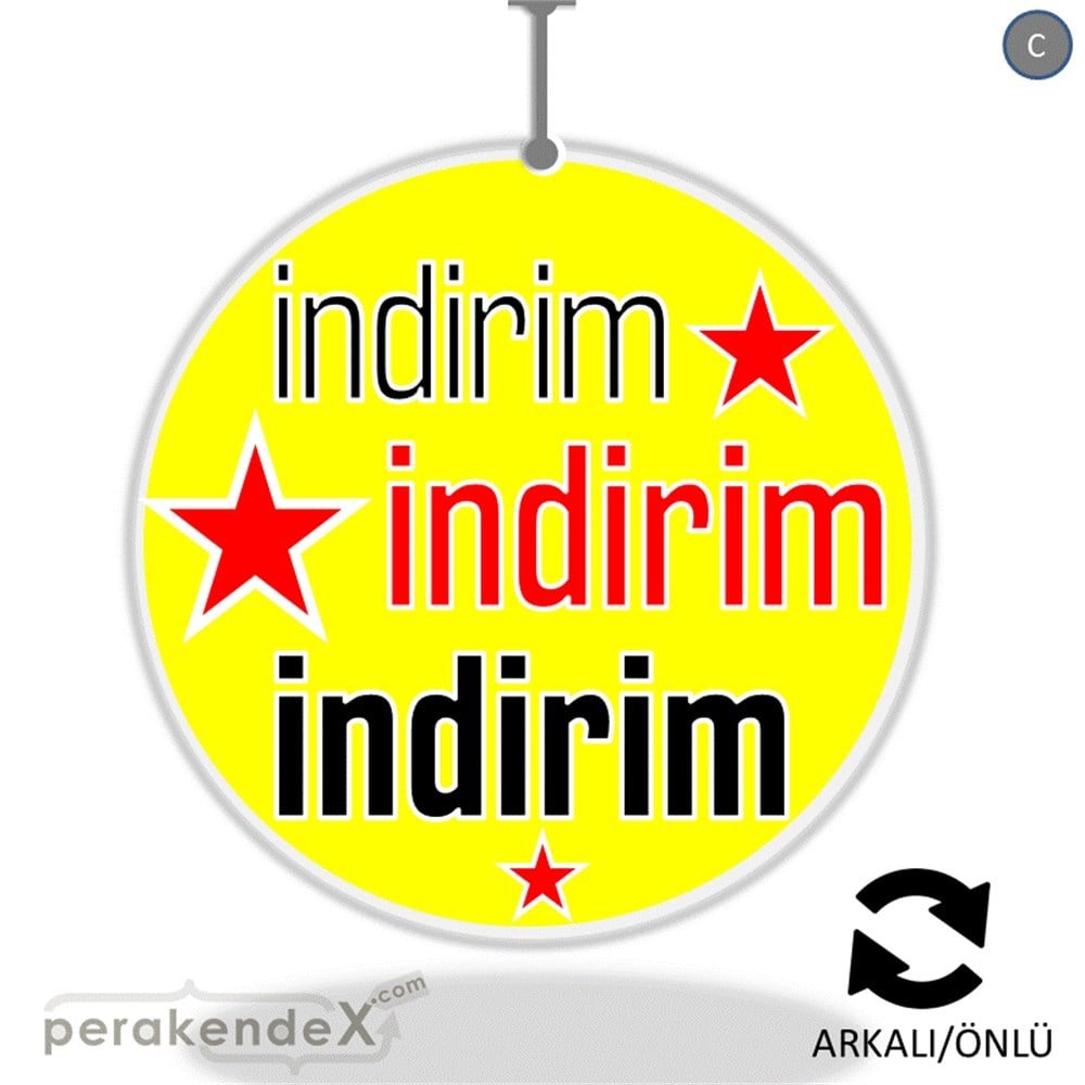 yıldızlı 3x indirim DÖNKARTI -oval,çift yön baskı