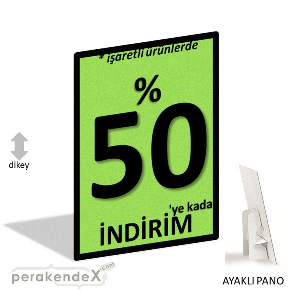 yüzde 50 ye varan indirim AYAKLI REKLAM PANOSU -dikdörtgen,tek yön baskı