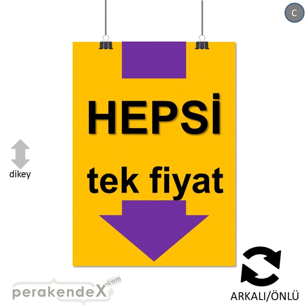 hepsi tek fiyat POSTERİ -dikdörtgen,çift yön baskı