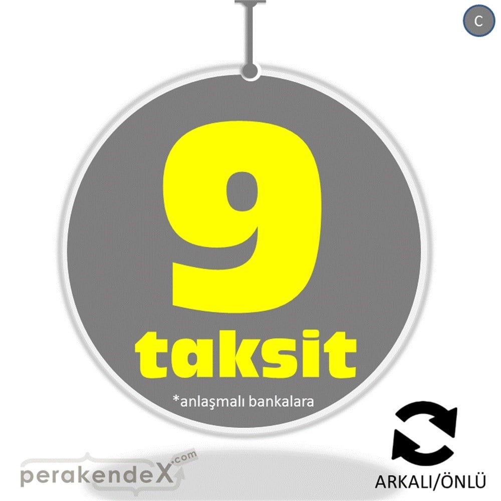 anlaşmalı bankalara 9 taksit DÖNKARTI -oval,çift yön baskı