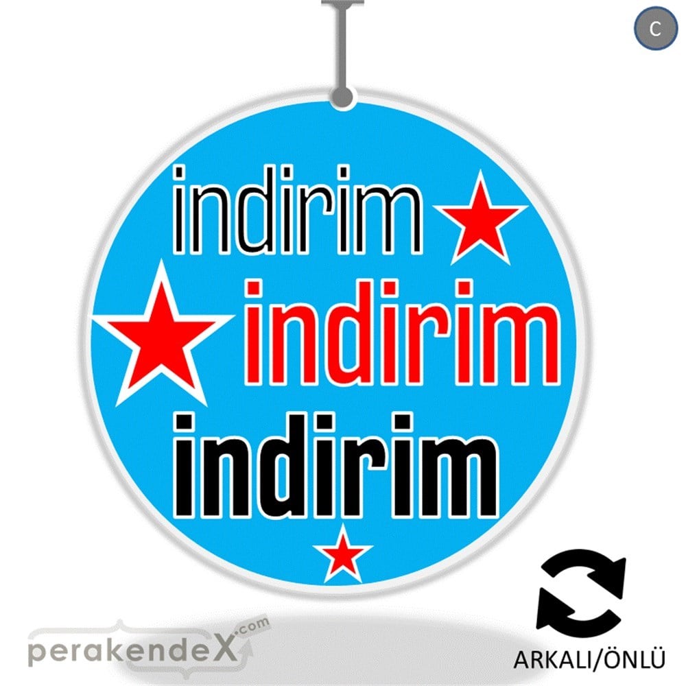 yıldızlı 3x indirim DÖNKARTI -oval,çift yön baskı