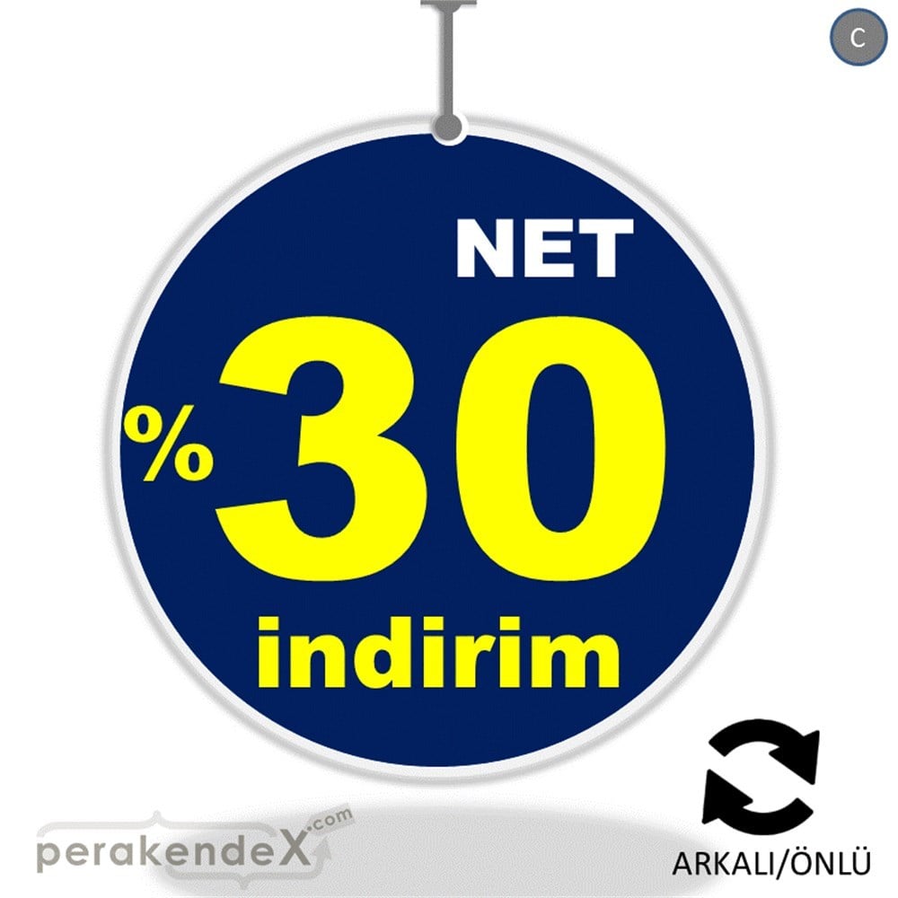 net yüzde 30 indirim DÖNKARTI -oval,çift yön baskı