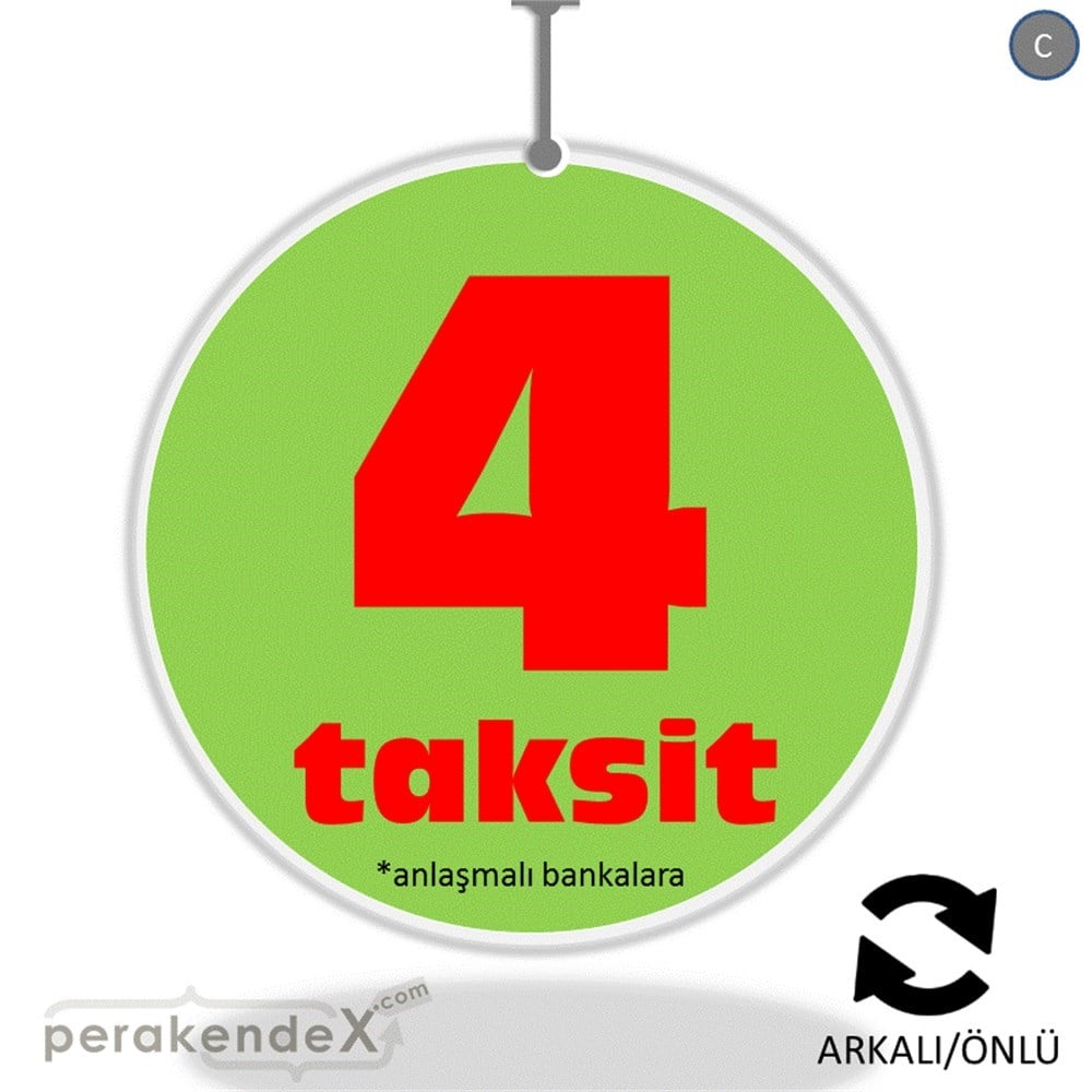 anlaşmalı bankalara 4 taksit DÖNKARTI -oval,çift yön baskı