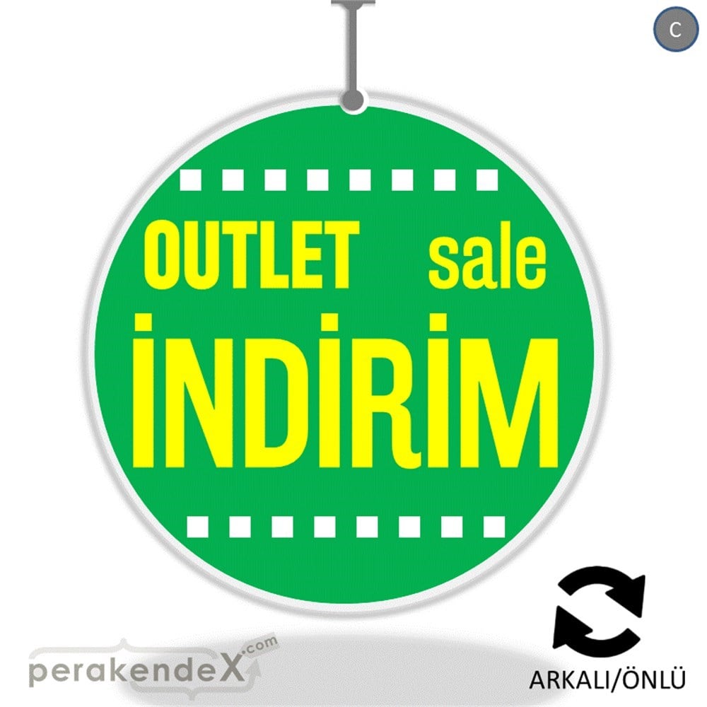 outlet sale indirim DÖNKARTI -oval,çift yön baskı
