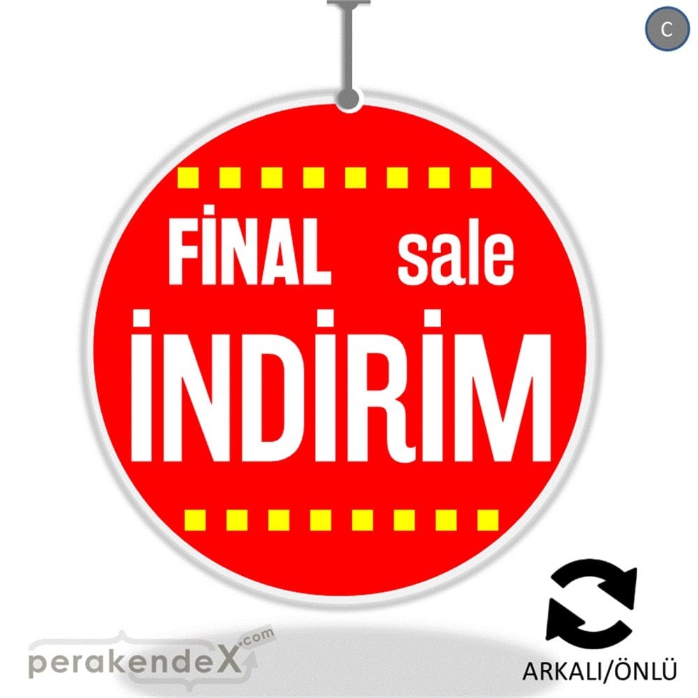final sale indirim DÖNKARTI -oval,çift yön baskı