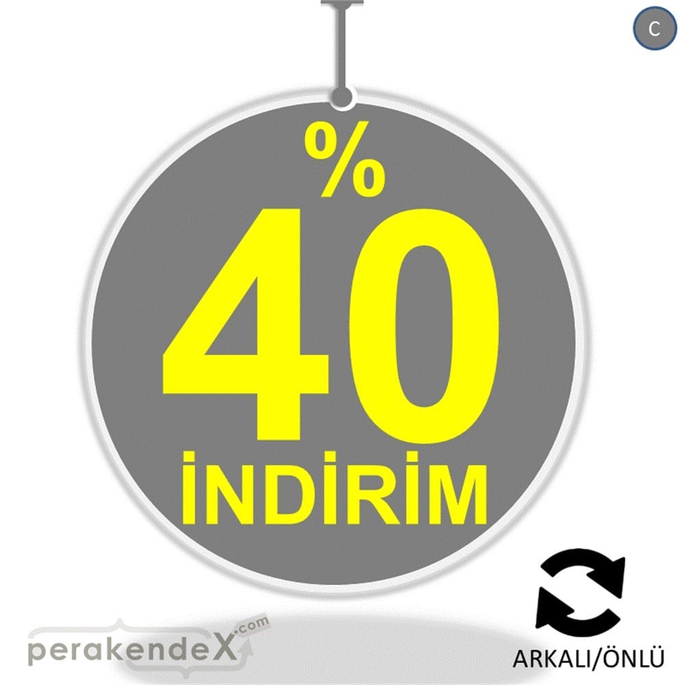 yüzde 40 indirim DÖNKARTI -oval,çift yön baskı