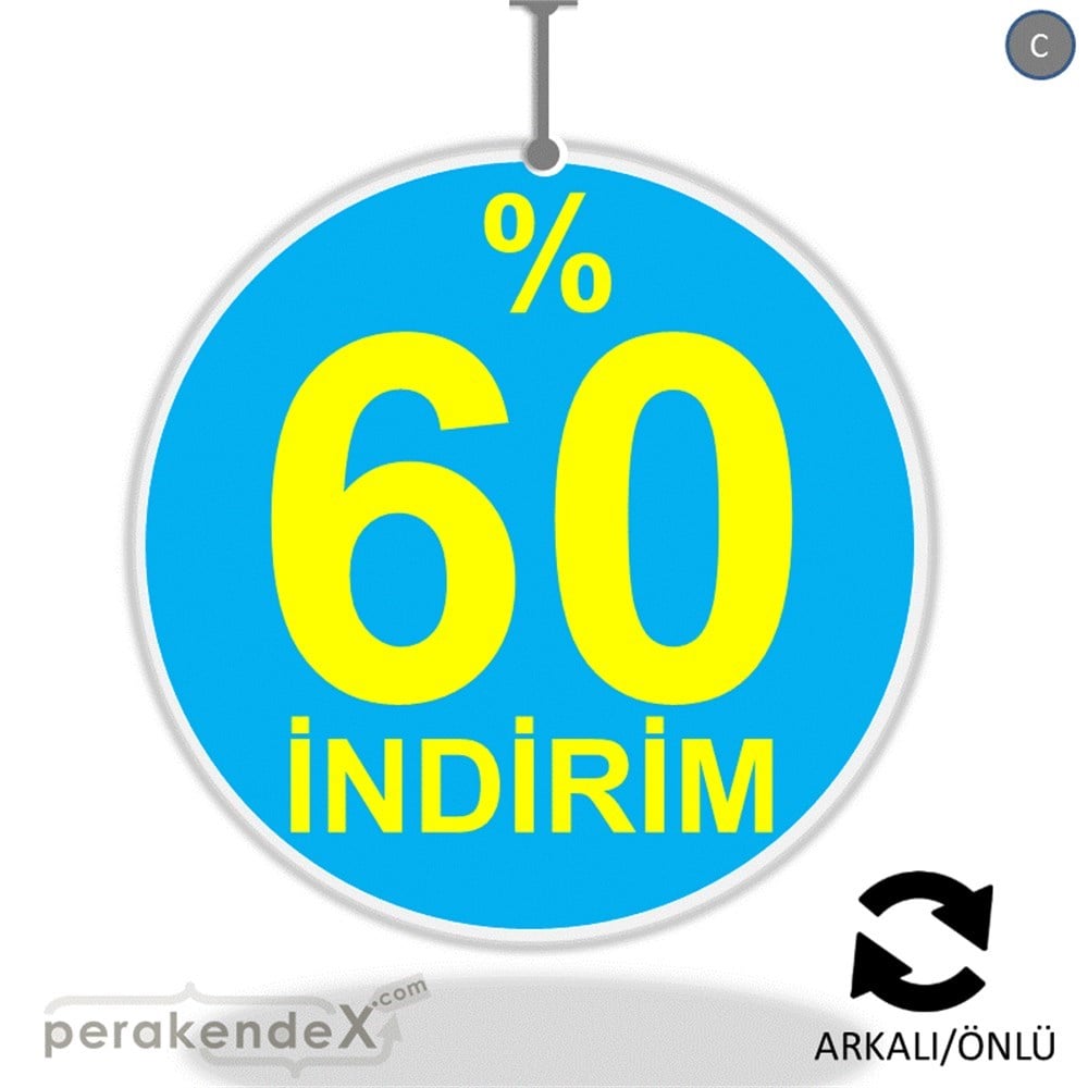 yüzde 60 indirim DÖNKARTI -oval,çift yön baskı